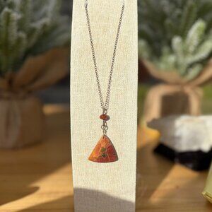 Necklace Stelring Silver Chain Oxidized Gorgeous Jasper Pendant Handmade Artisan